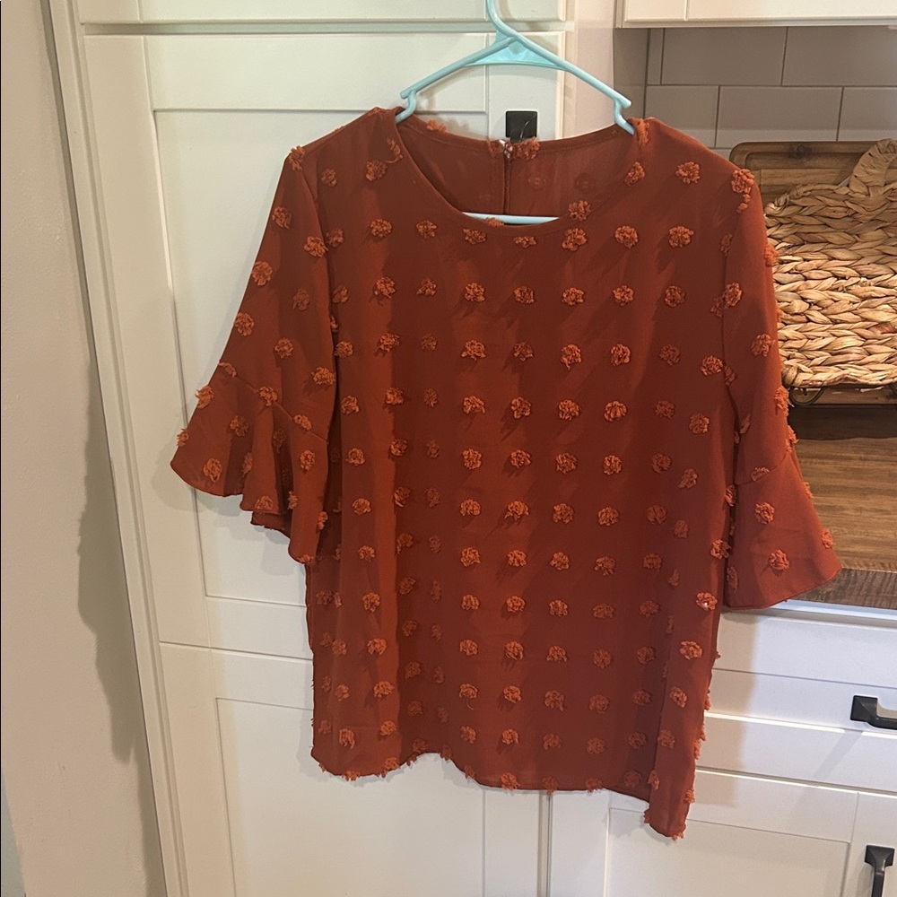 SHEIN Burnt Orange Textured Blouse